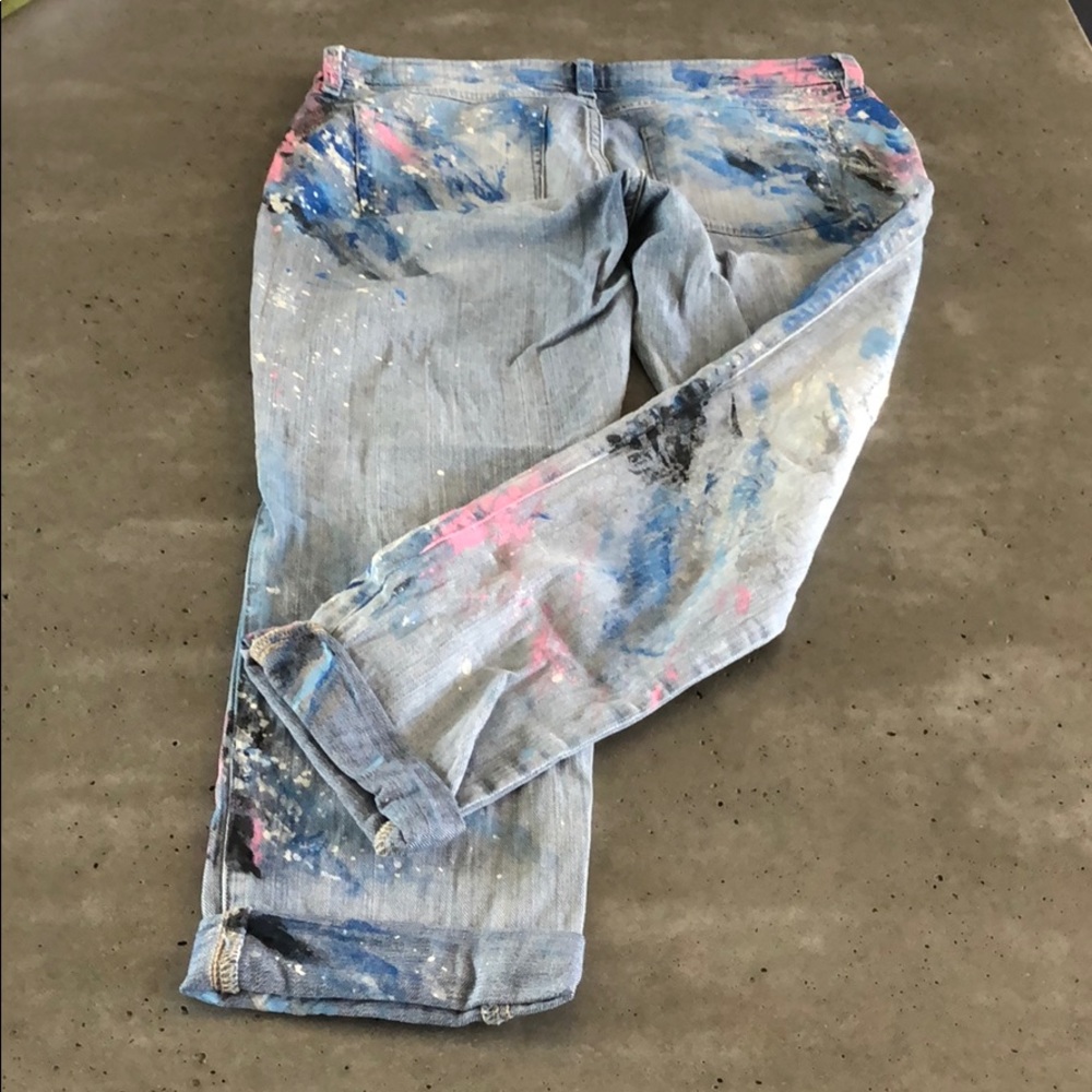 Unique Hand painted guess boyfriend jeans size 27 - Picture 4 of 10